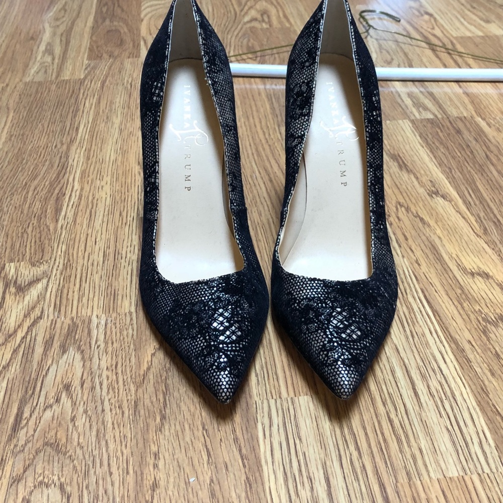 Lace black dress heels